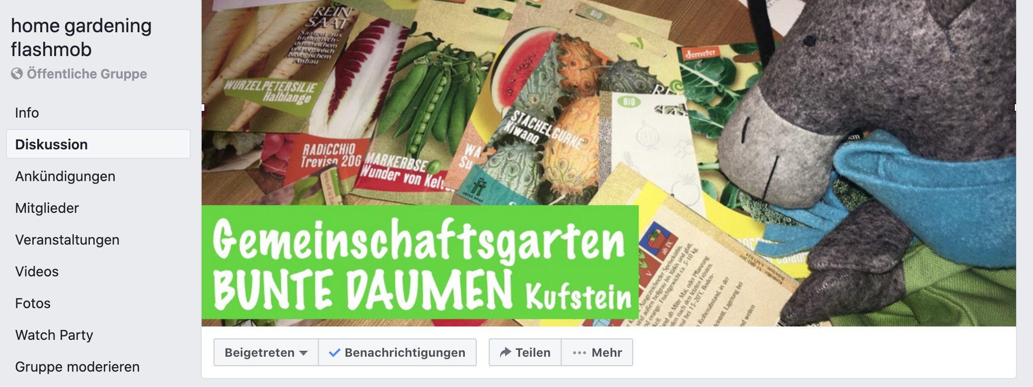 Facebook Gruppe "home gardening flashmob"